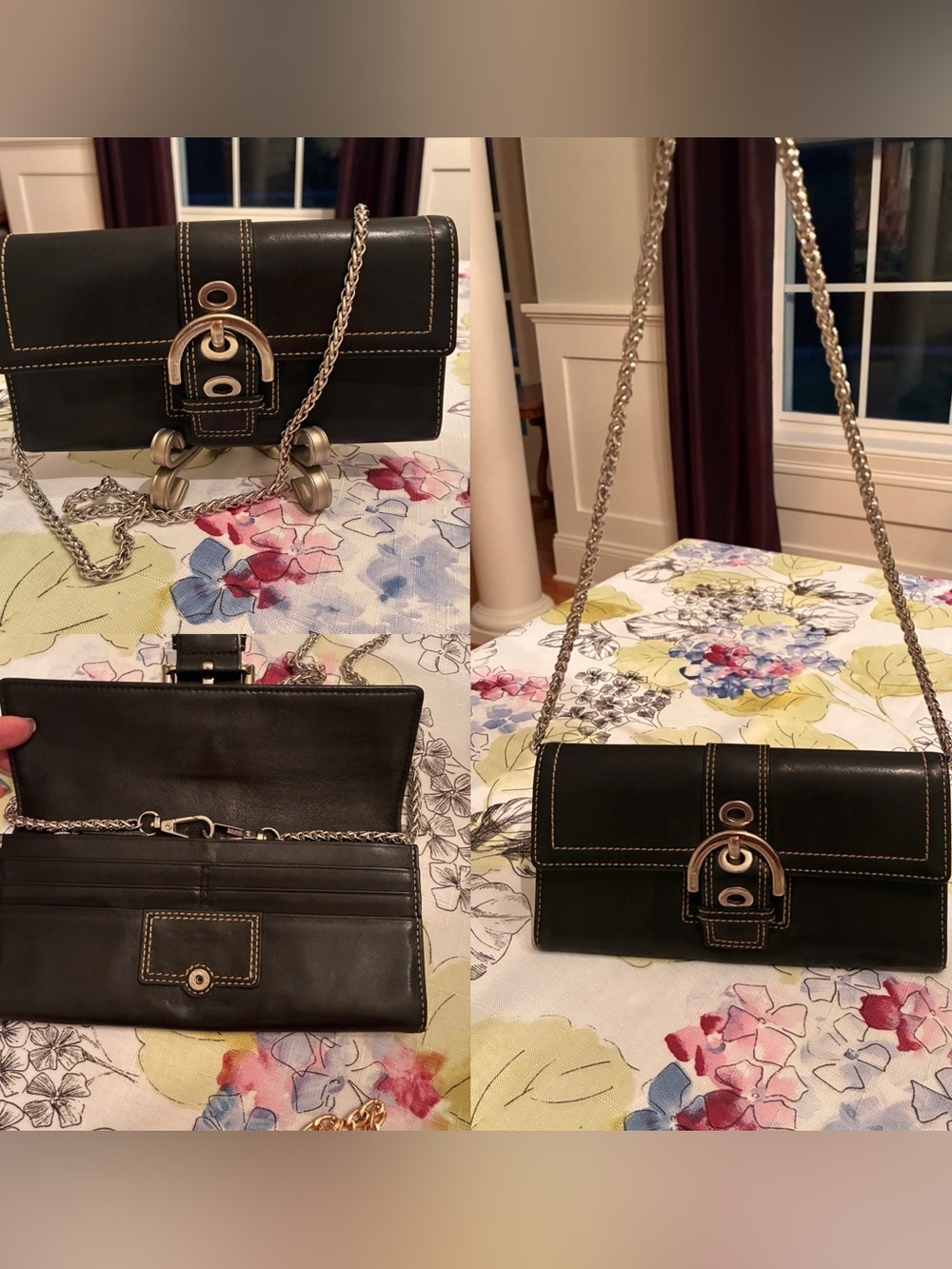 Coach Black Leather Long Wallet with Silver Buckle - Picture 2 of 8
